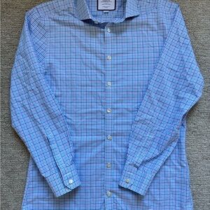 Charles Tyrwhitt Mens Dress Shirt 15.5 33 Extra Slim Fit Non-Iron Twill Check